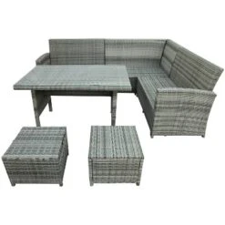 6pc Wicker Patio Set With Glass Table Ottomans - Gray/Dark Gray - GODEER -Crosley Shop GUEST 4be2c9d3 fd90 45ce 8655 caee918e5020
