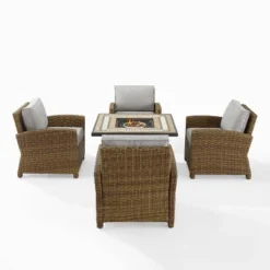 Bradenton 5pc Outdoor Wicker Arm Chair & Fire Table Set - Crosley 27 Bradenton 5pc Outdoor Wicker Arm Chair & Fire Table Set - Crosley -Crosley Shop GUEST 4d3b41e3 8526 4da2 aed8 c4a3163890ea