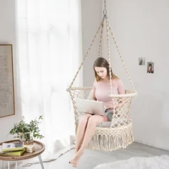 Costway Hanging Hammock Chair Macrame Swing Hand Woven Cotton Backrest 19 Costway Hanging Hammock Chair Macrame Swing Hand Woven Cotton Backrest -Crosley Shop GUEST 4e0b23eb 2162 4b76 941f 37da6d7c7d27