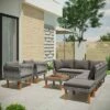 9pc Wicker & Acacia Wood Patio Conversation Set - Gray - GODEER -Crosley Shop GUEST 4e3f4e2c 59a2 4cff 9c7a 4afcf4355ea4