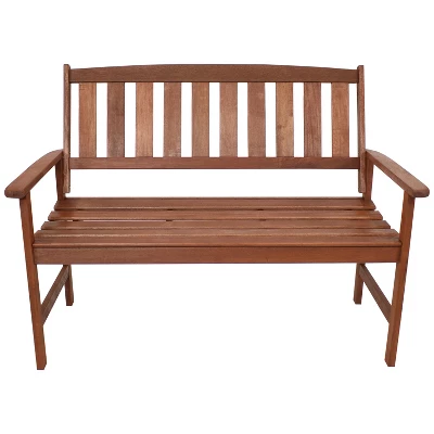 Sunnydaze Decor Sunnydaze Outdoor Meranti Wood With Teak Oil Finish Modern Rustic Wooden 2-Person Bench Seat - Brown 8 Sunnydaze Decor Sunnydaze Outdoor Meranti Wood With Teak Oil Finish Modern Rustic Wooden 2-Person Bench Seat - Brown - Image 6