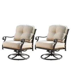 Oakland Living 5pc Deep Seating Aluminum Outdoor Patio Fire Pit Dining Set With 44" Round Fire Table & Swivel Rocking Chairs Copper -Crosley Shop GUEST 4ead8e26 39f7 424a ad5c 8be87a8ca392