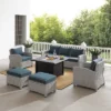 Bradenton 6pc Outdoor Wicker Sofa And Arm Chair Seating Set With Dante Fire Table And 2 Ottomans - Navy/Gray - Crosley 1 Bradenton 6pc Outdoor Wicker Sofa And Arm Chair Seating Set With Dante Fire Table And 2 Ottomans - Navy/Gray - Crosley -Crosley Shop GUEST 4fd429d9 0f43 4008 993f 7d5ca7c79911