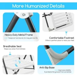 Costway Patio PP Chaise Lounge Folding Reclining Chair 7-Level Backrest Footrest White -Crosley Shop GUEST 50b107f2 0dd4 40c8 9357 a5f98d0cab2d