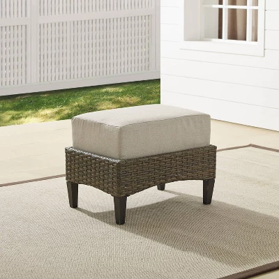 Rockport Outdoor Ottoman - Oatmeal/Light Brown - Crosley 3 Rockport Outdoor Ottoman - Oatmeal/Light Brown - Crosley