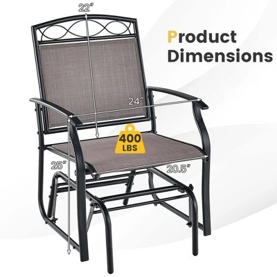 Costway 2pcs Patio Glider Set Single Swing Rocking Chair Heavy-Duty Metal Frame Outdoor 5 Costway 2pcs Patio Glider Set Single Swing Rocking Chair Heavy-Duty Metal Frame Outdoor - Image 3