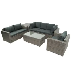 7-Piece Patio Wicker Sofa Set With Cushions, Table And Storage Box - ModernLuxe -Crosley Shop GUEST 525039b5 b628 430c b1a3 9dab6149746c