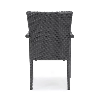 Corsica Set Of 2 Wicker Dining Chair With Cushions - Gray - Christopher Knight Home 8 Corsica Set Of 2 Wicker Dining Chair With Cushions - Gray - Christopher Knight Home - Image 6