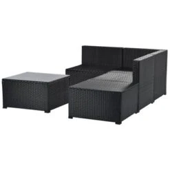 5pc Wicker Patio Sectional Seating Set With Cushions - Black/Blue - GODEER 40 5pc Wicker Patio Sectional Seating Set With Cushions - Black/Blue - GODEER -Crosley Shop GUEST 52865af0 46b8 4342 bb2d 061124d9e08f