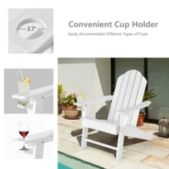 Tangkula Patio 3PCS Adirondack Chair Side Table Set Outdoor Chair Set With End Table Weather Resistant Cup Holder For Backyard Garden White -Crosley Shop GUEST 5304c282 f0e2 4f49 85e7 935a558d71d7