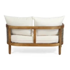 Burchett Outdoor Acacia Wood 4 Seater Chat Set With Cushions - Teak/Brown/Beige - Christopher Knight Home -Crosley Shop GUEST 5326ec54 7358 4fa2 93c3 47f05c840e79