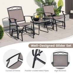 Costway 2pcs Patio Glider Set Single Swing Rocking Chair Heavy-Duty Metal Frame Outdoor 17 Costway 2pcs Patio Glider Set Single Swing Rocking Chair Heavy-Duty Metal Frame Outdoor -Crosley Shop GUEST 532e3fcc 6626 4774 9462 788ab5693805