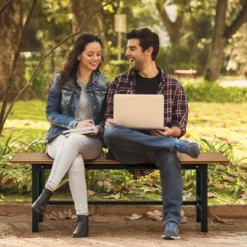 Tangkula Outdoor HDPE Bench W/ Metal Frame 47" X 14" X 16" For Yard Garden -Crosley Shop GUEST 539a3891 ad8e 4e0b aeb8 e94597937ef9