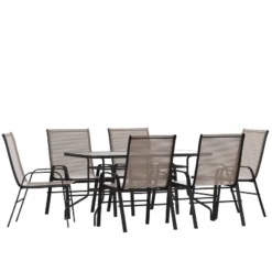 Flash Furniture 7 Piece Outdoor Patio Dining Set - Tempered Glass Patio Table, 6 Flex Comfort Stack Chairs -Crosley Shop GUEST 565eb0d0 3ace 4e1e 851a 145e8cc2b716