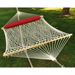 Northlight 13ft White And Beige Netted Hammock With An Attached Pillow
