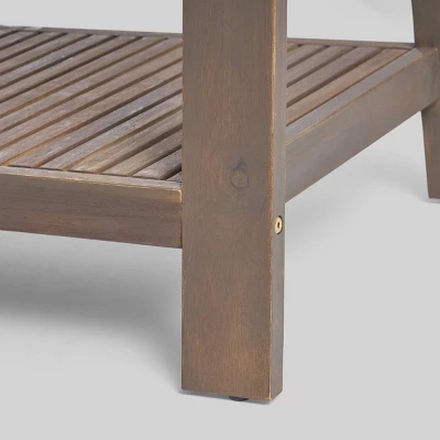 2pc Grenada Acacia Wood Patio Chat Set With Sunbrella Cushions Gray/Teal - Christopher Knight Home 7 2pc Grenada Acacia Wood Patio Chat Set With Sunbrella Cushions Gray/Teal - Christopher Knight Home - Image 5