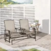 Outsunny 2-Person Outdoor Glider Bench W/ Center Table, Steel Frame For Backyard Garden Porch, Brown -Crosley Shop GUEST 56c8a251 c67b 4271 bdfd 9d5985099afa