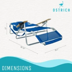 Ostrich 3 N 1 Lightweight Aluminum Frame 5 Position Reclining Beach Chair, Blue -Crosley Shop GUEST 56ca0e50 e670 461b 8247 fc93d1b7a276