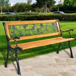 Tangkula Garden Iron Bench Porch Path Hardwood Chair For Patio Park Outdoor Deck -Crosley Shop GUEST 57f13def a424 4427 936f 6310d0a5ee2d