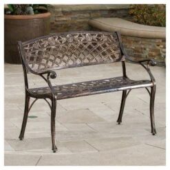 Hamilton Cast Aluminum Patio Bench- Copper - Christopher Knight Home -Crosley Shop GUEST 58491ce1 6f98 49b1 96a3 cf2195eb70f0