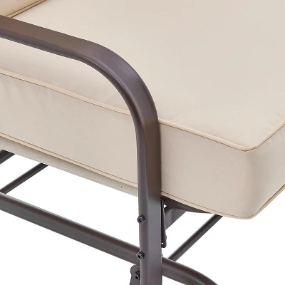 Barton Outdoor 2 Person Rocking Patio Glider Bench Swing Loveseat Seating, Beige 6 Barton Outdoor 2 Person Rocking Patio Glider Bench Swing Loveseat Seating, Beige - Image 4