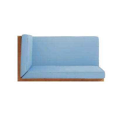 2pc Brava Outdoor Acacia Wood Right Arm Loveseat & Coffee Table With Cushion Teak/Blue - Christopher Knight Home 9 2pc Brava Outdoor Acacia Wood Right Arm Loveseat & Coffee Table With Cushion Teak/Blue - Christopher Knight Home - Image 7