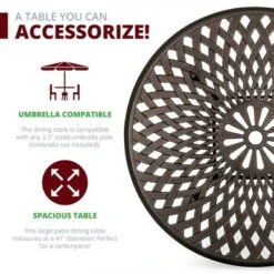 Kinger Home 41-inch Patio Dining Table, Round Outdoor Dining Table, Cast Aluminum Patio Furniture Table, Bronze -Crosley Shop GUEST 5a1b7c93 2ced 4990 99ab 6b9b83d2435a