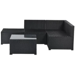 5pc Wicker Patio Sectional Seating Set With Cushions - Black/Blue - GODEER 31 5pc Wicker Patio Sectional Seating Set With Cushions - Black/Blue - GODEER -Crosley Shop GUEST 5a4dfaef 2f66 44e0 b16a ccaa93103031