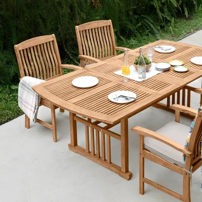 7pc Rowlette Teak Patio Dining Set With Cushion - Cambridge Casual 3 7pc Rowlette Teak Patio Dining Set With Cushion - Cambridge Casual