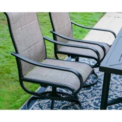 7pc Outdoor Dining Set With Padded Swivel Chairs & Metal Rectangle Table With Umbrella Hole - Gray - Captiva Hole -Crosley Shop GUEST 5b4c5ad5 05ea 413d a792 d80f3804ec19