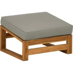 Galia 2pc Square Leg Acacia Wood Chair And Ottoman With Cushions - Brown - Saracina Home -Crosley Shop GUEST 5c6ac659 1ca2 40a2 b2a8 c48f709d346f