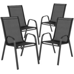 Flash Furniture 7 Piece Outdoor Patio Dining Set - Tempered Glass Patio Table, 6 Flex Comfort Stack Chairs -Crosley Shop GUEST 5d471a4d 5571 4e5a b24e 050268ed81ac