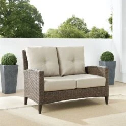 Rockport Outdoor Wicker High Back Loveseat - Crosley -Crosley Shop GUEST 5de61957 5e26 4069 8e91 045ba10a6528
