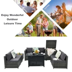 Tangkula 9 PCS Rattan Dinning Set Wicker Sofa W/Propane Gas Fire Pit 60,000 Btu Heater 20 Tangkula 9 PCS Rattan Dinning Set Wicker Sofa W/Propane Gas Fire Pit 60,000 Btu Heater -Crosley Shop GUEST 5e014d00 b1b5 4e1d 9911 9a2b9406d5a6