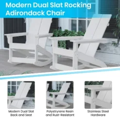 Merrick Lane Wellington 3 Piece Patio Furniture Set Includes All-Weather UV Treated Adirondack Rocking Chairs And Side Table -Crosley Shop GUEST 5ea234c7 bb63 43ab a0ae 0d95a0ddff81