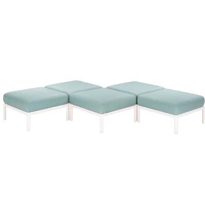 Laurel Outdoor Ottoman With Cushion - White/Seafoam - Lagoon 5 Laurel Outdoor Ottoman With Cushion - White/Seafoam - Lagoon - Image 3