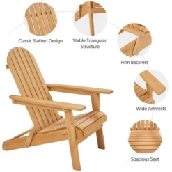 Yaheetech 2-piece Folding Adirondack Chair Solid Wood Outside Chair, Brown -Crosley Shop GUEST 5f3e514c 6e44 4c78 9cfb c9396d2fbdd4 1