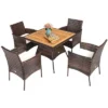 Costway 5PCS Patio Rattan Dining Furniture Set Arm Chair Wooden Table Top -Crosley Shop GUEST 60300ca6 8863 4965 b24b f152e8ccdffb