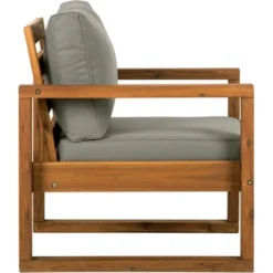 Galia 2pc Square Leg Acacia Wood Chair And Ottoman With Cushions - Brown - Saracina Home -Crosley Shop GUEST 60cbbb98 6bc4 44e2 ab46 0cad6444e12d