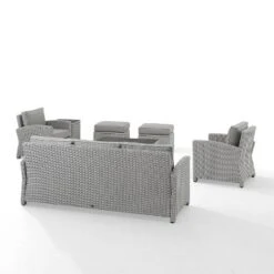 Bradenton 7pc Outdoor Wicker Sofa And Arm Chair Seating Set With Coffee Table, Side Table And 2 Ottomans - Gray/Gray - Crosley -Crosley Shop GUEST 627656a6 6301 4996 8f29 79a6050e5105
