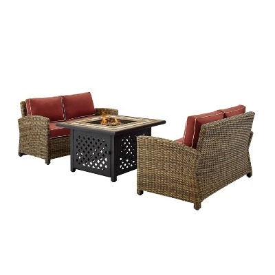 3pc Bradenton Outdoor Steel Fire Pit Set With 2 Loveseats Sangria/Weathered Brown - Crosley 8 3pc Bradenton Outdoor Steel Fire Pit Set With 2 Loveseats Sangria/Weathered Brown - Crosley - Image 6