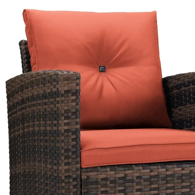 6pc Wicker Outdoor Conversation Set With Cushions - Orange - EDYO LIVING 9 6pc Wicker Outdoor Conversation Set With Cushions - Orange - EDYO LIVING - Image 7