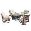 5pc Set With 42" Square Outdoor Aluminum Fire Table & Four Swivel Rocking Chairs & Wind Block - Oakland Living -Crosley Shop GUEST 6379256e d9e6 4061 bcce 67e3d210ce46