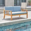 Kapalua Honey Nautical Eucalyptus Wooden Outdoor Sofa Bench With Cushion - Vifah -Crosley Shop GUEST 643c4dc2 c0b1 4e39 91c0 9e423e0a8859