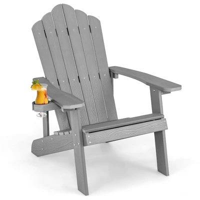 Costway Patio HIPS Adirondack Chair With Cup Holder Weather Resistant Outdoor 380 LBS Black/Teak/Green/Navy/Red/Gray/White/Yellow 17 Costway Patio HIPS Adirondack Chair With Cup Holder Weather Resistant Outdoor 380 LBS Black/Teak/Green/Navy/Red/Gray/White/Yellow - Image 15