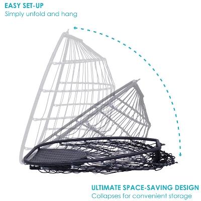 Sunnydaze Decor Sunnydaze Outdoor Resin Wicker Patio Oliver Lounge Hanging Basket Egg Chair Swing With Cushions, Headrest, And Steel Stand Set - Gray - 3pc 9 Sunnydaze Decor Sunnydaze Outdoor Resin Wicker Patio Oliver Lounge Hanging Basket Egg Chair Swing With Cushions, Headrest, And Steel Stand Set - Gray - 3pc - Image 7