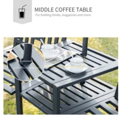 Outsunny Metal Garden Bench With Middle Table And Umbrella Hole, 2-in-1 Double Patio Chairs, Outdoor 2-person Tete-a-Tete, Slatted, Black 15 Outsunny Metal Garden Bench With Middle Table And Umbrella Hole, 2-in-1 Double Patio Chairs, Outdoor 2-person Tete-a-Tete, Slatted, Black -Crosley Shop GUEST 65162483 9493 4784 bf5e 73f24e199748