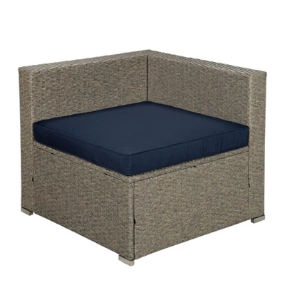 5pc Outdoor Rattan Wicker Sectional Conversation Set With Cushions - Gray/Navy - GODEER 9 5pc Outdoor Rattan Wicker Sectional Conversation Set With Cushions - Gray/Navy - GODEER - Image 7