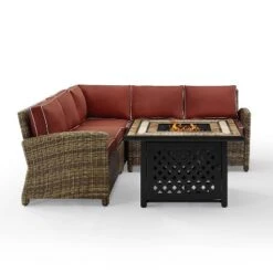Bradenton 4pc Outdoor Wicker Sectional Set With Fire Table - Crosley -Crosley Shop GUEST 66eb271d d640 4301 8151 c00f35cb010f