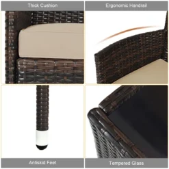 Costway 4PCS Rattan Patio Furniture Set Sofa Chair Coffee Table W/Cushion Outdoor -Crosley Shop GUEST 67629866 25eb 44f3 95a9 677452aa3904